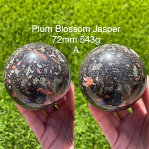 3-4lbs XL Natural Plum Blossom Jasper Crystal Sphere, Gift