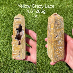 You Choose! Yellow Crazy Lace Agate Tower Obelisk Point US Seller
