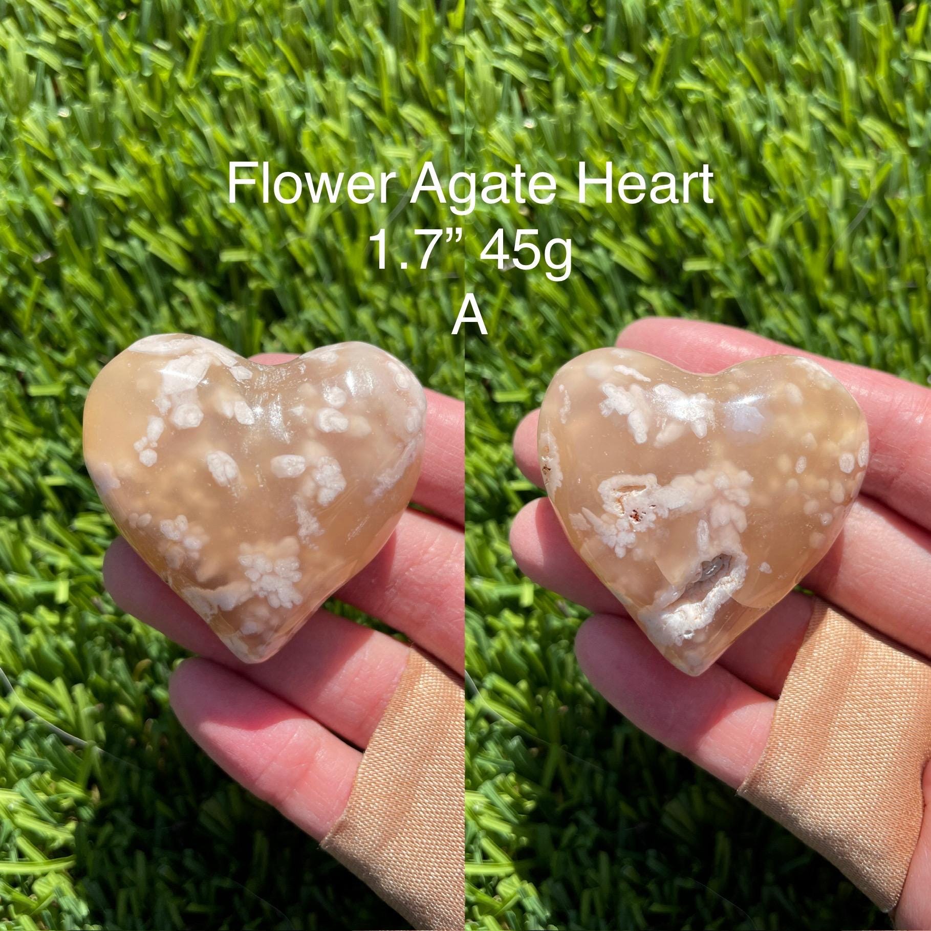 Flower Agate Heart to Choose From US Seller