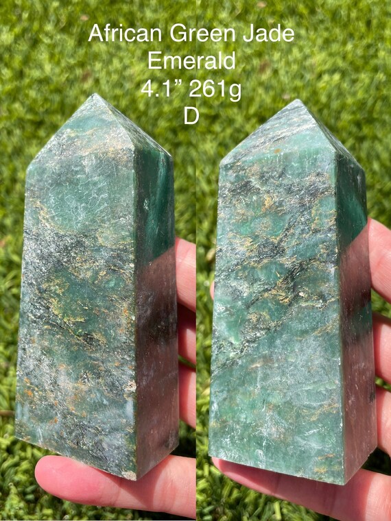 Emerald African Green Jade Tower Point Obelisk to Choose From US Seller