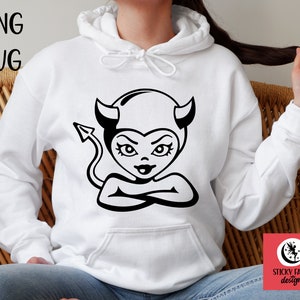 Devil girl SVG PNG, devil woman design, Files for Cutting Machines, Cricut, Silhouette Cameo and etc., digital design