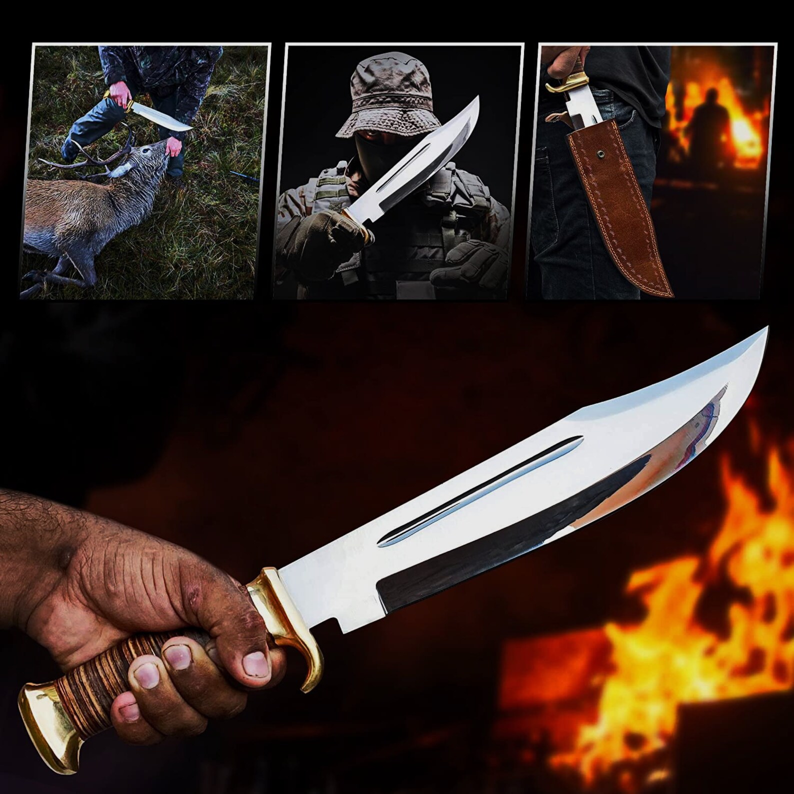 Vikings Norseman Custom Carbon Steel D2 Hunting Bowie Knife