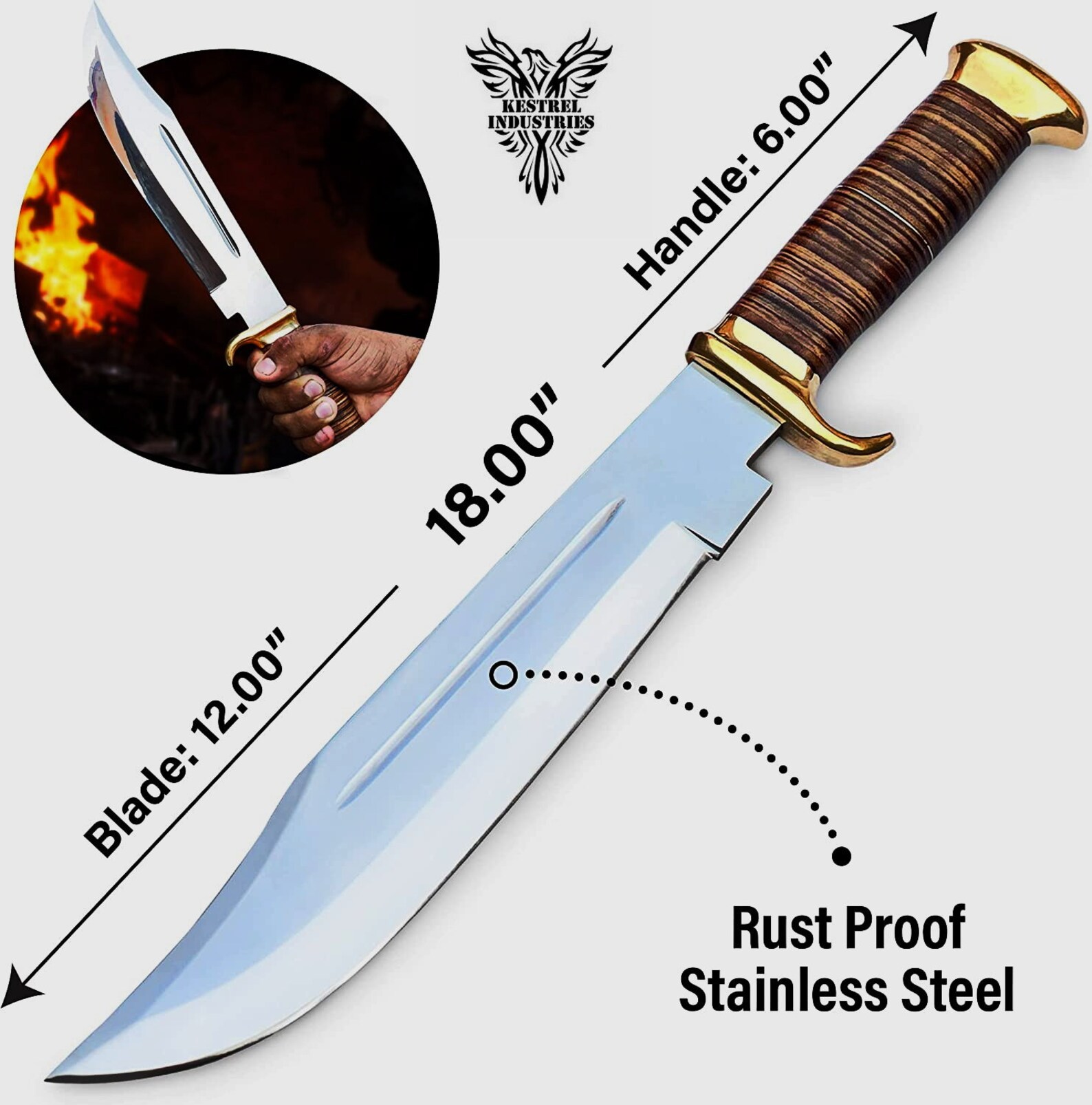 Vikings Norseman Custom Carbon Steel D2 Hunting Bowie Knife