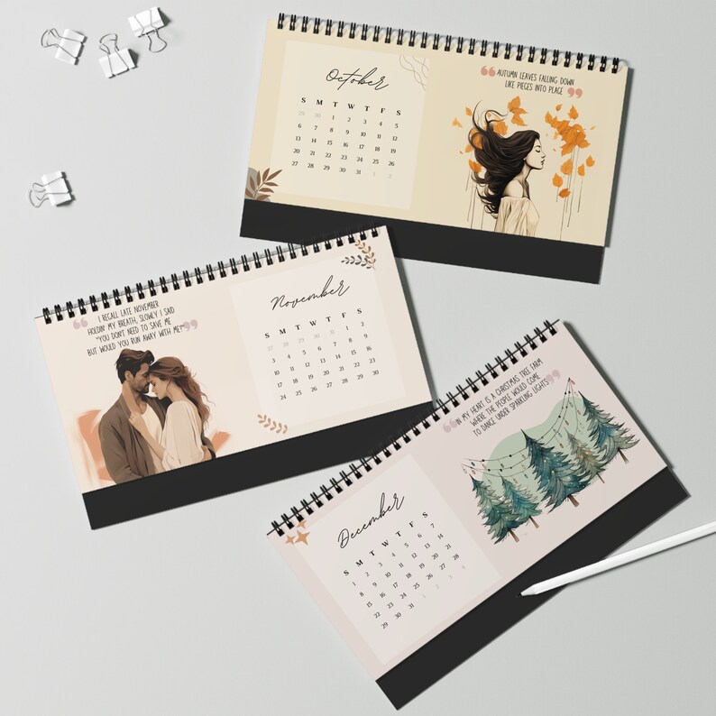 Taylor Swift Lyrics 2024 Desk Calendar Original Illustrated Aesthetic