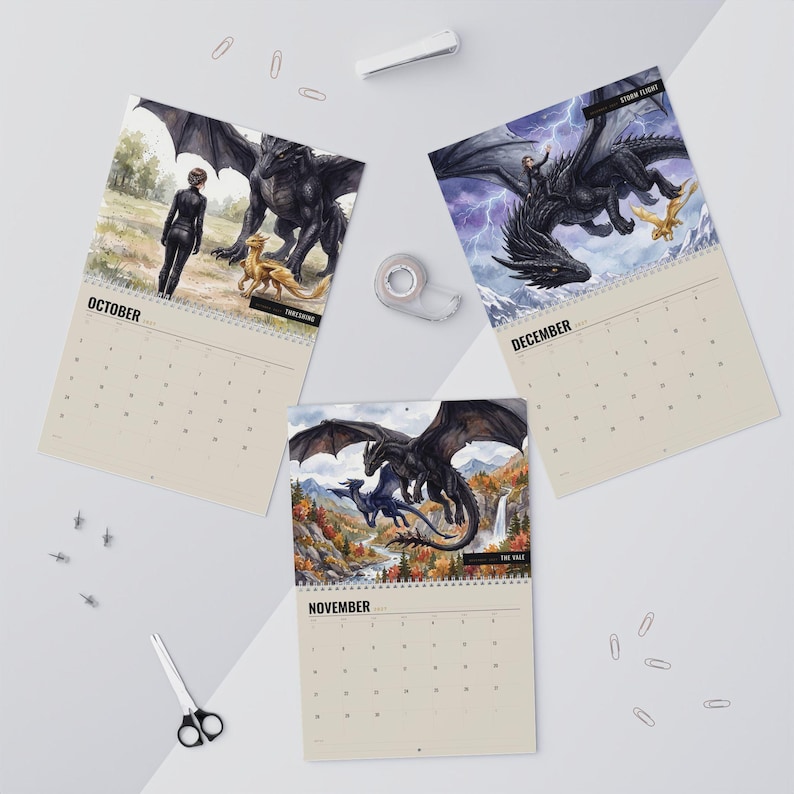 Fourth Wing 2027 Wall Calendar - Original Watercolor Art for Book Lovers image 6