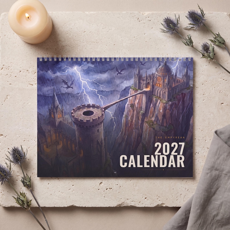 Fourth Wing 2027 Wall Calendar - Original Watercolor Art for Book Lovers image 2