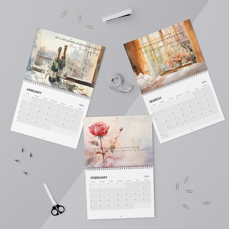 Taylor Swift Calendar 2024 Original Watercolor Illustrations With