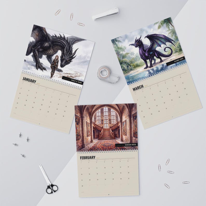 Fourth Wing 2027 Wall Calendar - Original Watercolor Art for Book Lovers image 3