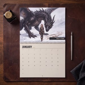 Fourth Wing 2027 Wall Calendar - Original Watercolor Art for Book Lovers image 1