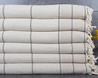 Picnic Blanket, Wholesale Blankets, Striped Throw, 91x103 Inches Linen Bedspread, Shower Curtain, Light Gray Blanket, Gift Bedcover,