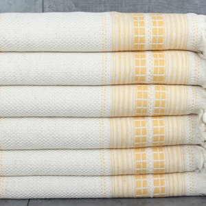 Striped Throw, 93x95 Inches Mustard Linen Throw, Decorative Blanket, Wedding Favors, Tablecloth, Bridal Shower Favor,