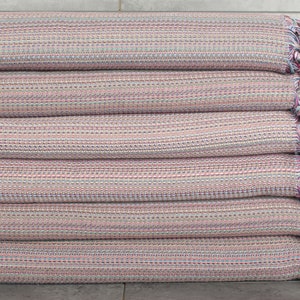 Turkish Blanket, 87x89 Inches Brown Cotton Throw, Custom Blanket, Colorful Diamond Throw, Throw Blanket, Valentines Day Gift Idea,
