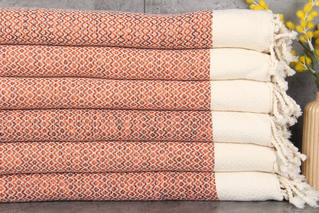 Personalized Towel, Turkish Bath Towel, Orange Towel, Diamond Towel, 36x75 Inches Bridesmaid