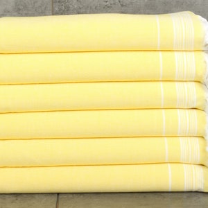 Couverture en coton jaune de 56 x 91 pouces, couverture personnalisée, canapé de couverture de jet, couverture tissée, couverture rayée, cadeaux de partie de Bachelorette,