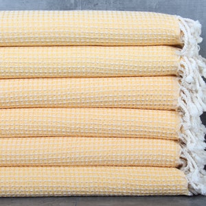 Beach Towel, Organic Beach Towel, Waffle Peshtemal, 36x67 Inches Pool Towel, Bathroom Peshtemal, Yellow Yoga Towel, Fouta Peshtemal,
