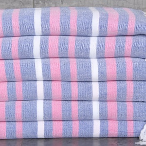 Toalha turca personalizada, toalha de praia turca, toalha rosa e azul-marinho, toalha listrada, presente para chá de panela de 102 x 183 cm, toalha para pedido em grandes quantidades