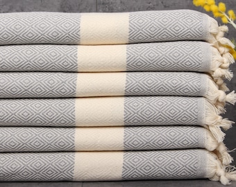 Monogram Dish Towel, Personalized Tea Towel, Gray Towel, Diamond Towel, 20x36 Inches Bridesmaid Gift, Turkey Towel, Tea Towel,