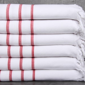 Turkish Towels Beach, Personalized Beach Towel, Red-White Towel, Terry Towel, Striped Towel, 40x63 Inches Wedding Beach Towel,