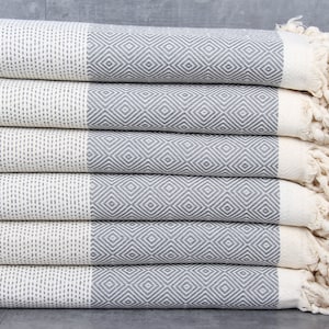Picnic Blanket, Turkish Blanket, Diamond Bedcover, 79x103 Inches Sofa Cover, Gray Decor Blanket, Turkey Throw, Organic Throw, Warm Bedcover,