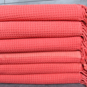 Personalized Gifts, Personalized Turkish Blanket, Red Bedspread, Waffle Bedcover, 67x91 Inches Wholesale Blankets, King Size Throw,