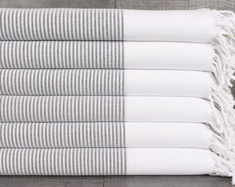 Embroidered Beach Towel, Custom Towel, White Towel, Striped Towel, 40x71 Inches Bridal Gifts, Sarong Towel, Wedding Towel, Guest Towel,