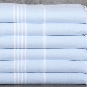 Personalized Towels, Turkish Bath Towel, Baby Blue Towel, Striped Towel, 40x71 Inches 50th Wedding Anniversary Gifts, Hammam Towel,