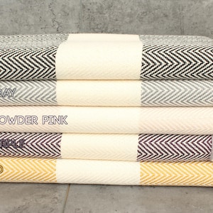 Herringbone Hand Towel, Wedding Favors, Personalized Gift, 18&quot;x36&quot; Cotton Hand Towel, Personalized Kitchen Towel, Handmade Gift,