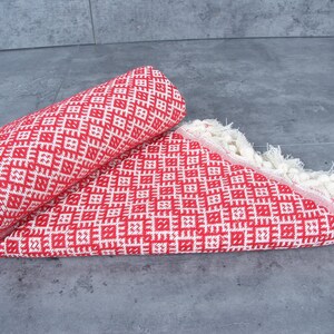 Turkish Bath Towel, Personalized Towel, Diamond Peshtemal, 40x71 Inches Turkish Towel for Beach, Red Gym Towel, Gift Peshtemal, image 7
