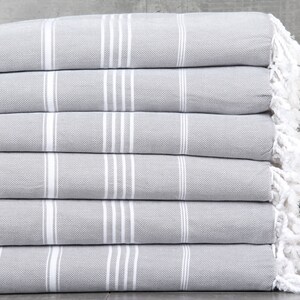 Turkish Beach Towel, Wholesale Towels, Striped Towel, Gray Towel, 40x71 Inches Turkish Towel for Bath, Summer Towel, Organic Peshtemal,