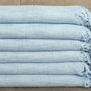 56x79 Inches Blue Cotton Blanket, Tablecloth, Solid Blanket, Turkish Blanket, Personalized Blanket, Home Decor Gifts,