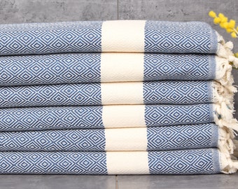 Wholesale Order Towel, 20 x 36 Inches Bathroom Towel, Cotton Tea Towel, Navy Diamond Towel, Organic Hand Towel, Hanging Kitchen Towel,