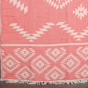 56x83 Inches Light Red Cotton Blanket, Decorative Blanket, Turkish Blanket, Custom Blanket, Kilim Blanket, Anniversary Gift For Her,
