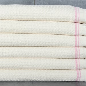 Throw Blanket, Personalized Blanket, Striped Blanket, 91x93 Inches Pink Cotton Blanket, Bridesmaid Gifts, Memorial Gift,