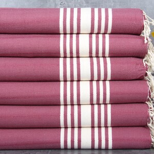 Turkish Beach Towel, Personalized Turkish Towel, Striped Burgundy Peshtemal, 36x63 Inches Bachelorette Favor Towels, Decorative Peshtemal,