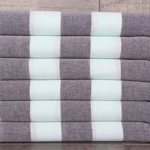 Dish Towel, Turkish Hand Towel, Mint-Navy Blue Napkin, Striped Peshkir, 20x40 Inches Embroidered Towel, Decor Washcloth, Guest Washcloth,
