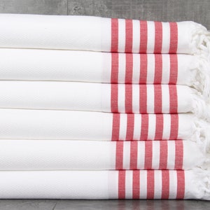 Turkish Beach Towel, Organic Beach Towel, Herringbone Towel, 40x67 Inches Small Blanket, Wedding Peshtemal, Warm Towel, Red Travel Towel,