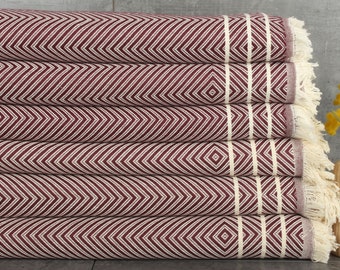 Throw Blanket Couch, Monogram Blanket, Diamond Throw, 71x95 Inches Burgundy Cotton Throw, Bachelorette Party Favors, Family Gift,