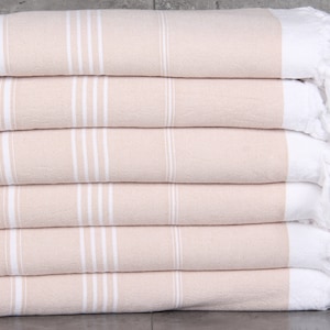 Personalized Gift Box Towel, Personalized Turkish Beach Towel, Beige Towel, Striped Towel, Terry Towel, 36x71 Inches Monogram Towel,