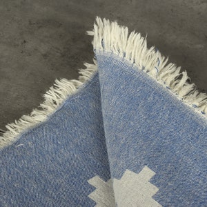 Turkish Blanket, Bedspread, Kilim Throw, 56x85 Inches Sax Blue Cotton Throw, Custom Wedding Gifts, Bachelor Bachelorette Party Favors, image 5