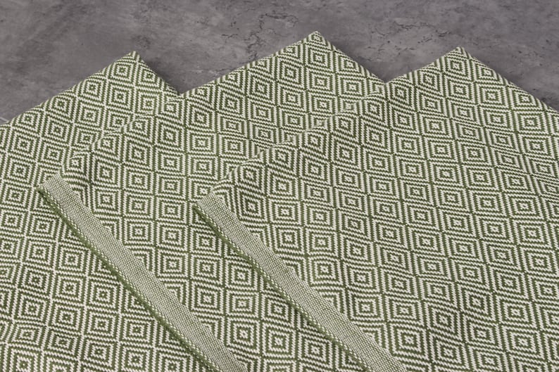 Handwoven Dish Towel, Monogram Tea Towel, Khaki Green Towel, Diamond Towel, 20x36 Inches Gift For Him, Turkey Towel, Gift Towel, image 6