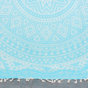 Personalized Turkish Bath Towel, Embroidered Beach Towel, Turquoise Towel, Round Design Towel, 40x71 Inches Custom Towel Beach,