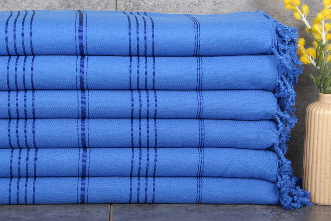 Turkish Bath Towel, Turkish Towels Beach, Blue Towel, Striped Towel