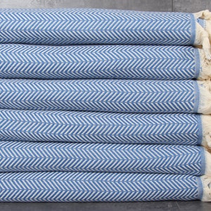 Couch Throw, Sofa Blanket, Chevron Blue Bedcover, 75x91 Inches Wedding Gift Blanket, Camping Bedcover, Gift Blanket, Wholesale Bedcover,