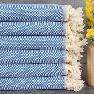 Beach Towel, Turkish Towel, Striped Peshtemal, 40x71 Inches Turkish Towel for Beach, Sax Blue Tablecloth Towel, Wedding Towel, Hammam Towel,