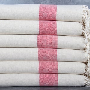 Toalla turca personalizada, peshtemal a rayas, peshtemal de lino de 91 x 180 cm, toalla roja para playa, peshtemal para decoración del hogar.