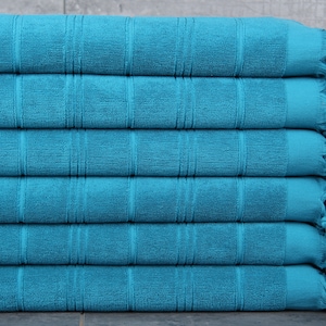 Cotton Dish Towel, Monogram Tea Towel, Petrol Green Towel, Striped Towel, Terry Towel, 18x40 Inches Bridesmaid Gift, Spa Towel,