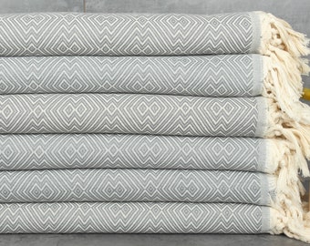 79x91 Inches Dark Gray Cotton Throw, Turkish Blanket, Diamond Throw, Throw Blanket, Woven Blanket, Bridesmaid Favors,