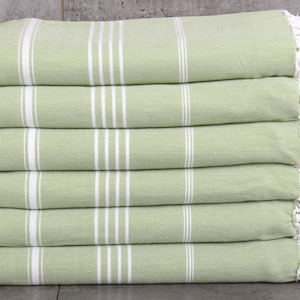 63x87 Inches Khaki Green Cotton Throw, Striped Throw, Custom Blanket, Bridesmaid Gifts, Throw Blanket Couch, Bachelor Party Gifts,