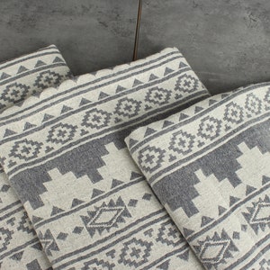 Throw Blanket Couch, Woven Throw Blanket, Kilim Throw, Monogram Blanket, 56x85 Inches Navy Cotton Throw, Cotton Bedspread, image 7