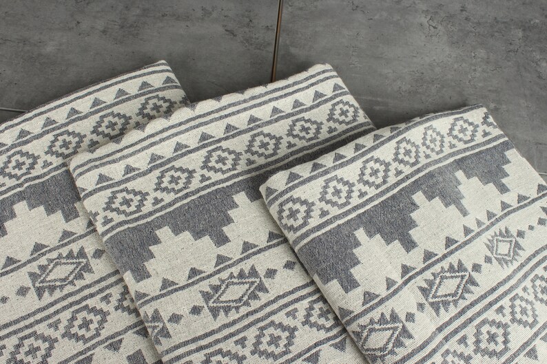 Throw Blanket Couch, Woven Throw Blanket, Kilim Throw, Monogram Blanket, 56x85 Inches Navy Cotton Throw, Cotton Bedspread, image 7